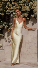 Elowen Backless Suspender Fishtail Skirt in Yellow