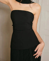 Aurella Halter Maxi Dress in Black