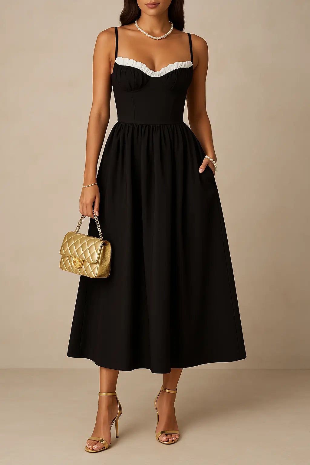 Amoria Strap Maxi Dress in Black