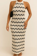 Petalyn Halter Neck Maxi Dress in White