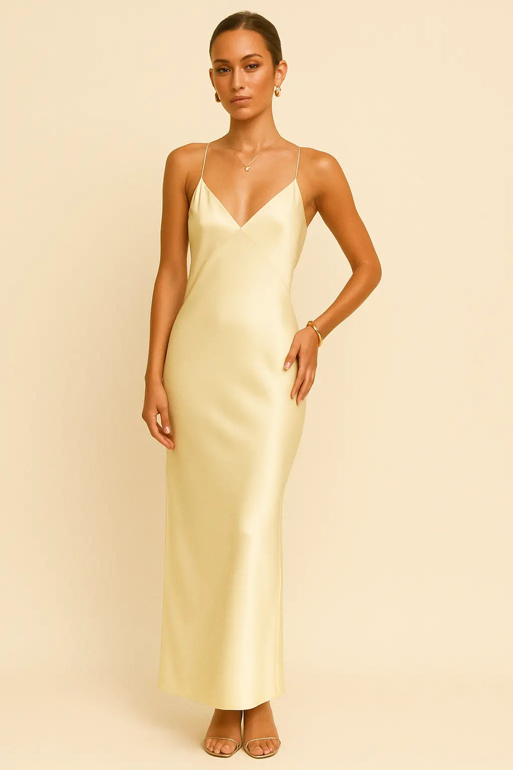 Elowen Backless Suspender Fishtail Skirt in Yellow