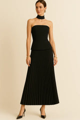 Aurella Halter Maxi Dress in Black