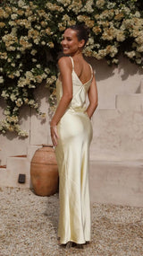 Elowen Backless Suspender Fishtail Skirt in Yellow